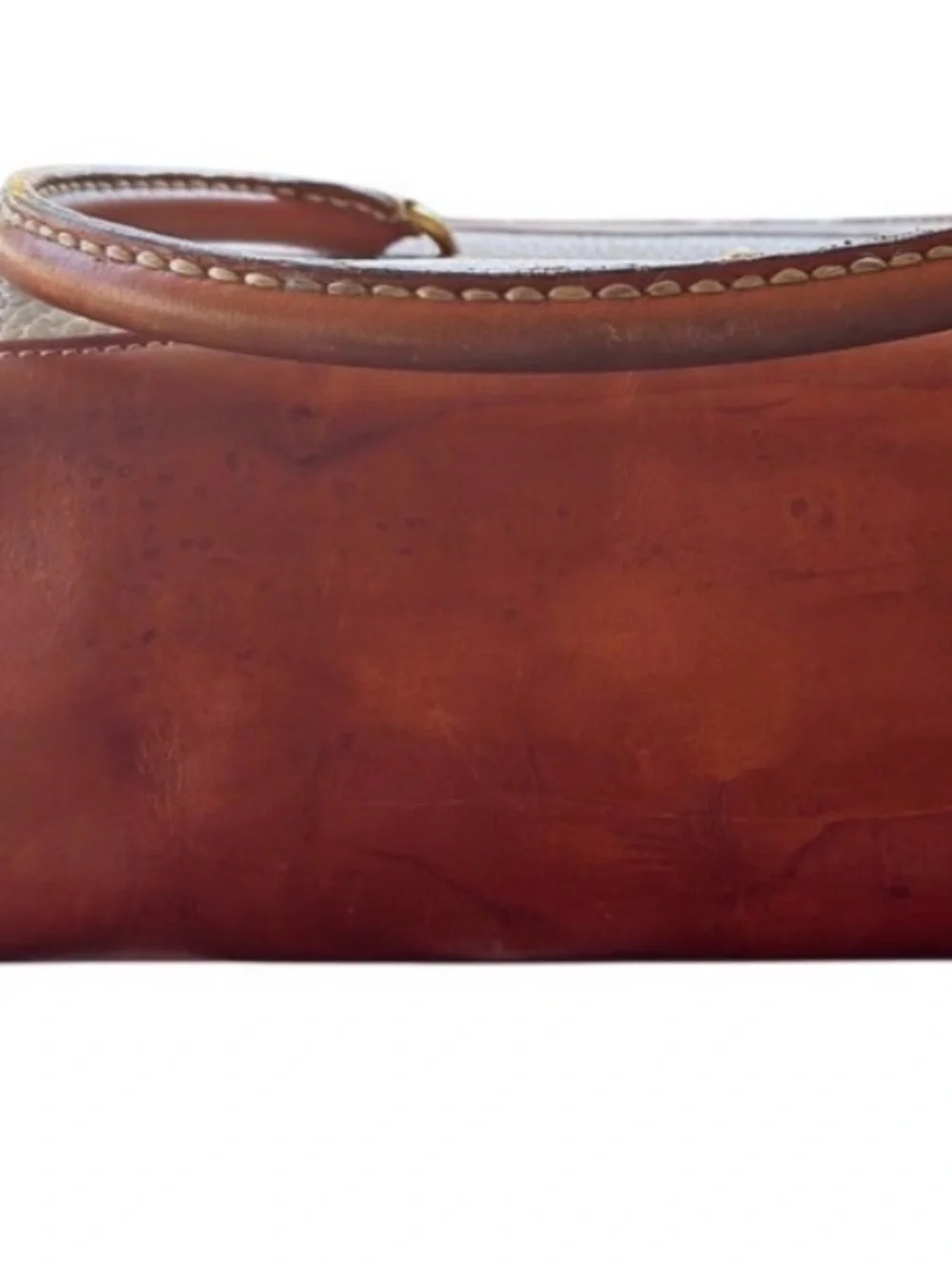 Vintage Dooney & Burke Cream Pebbled All Weather Leather Satchel- Circa 1980s